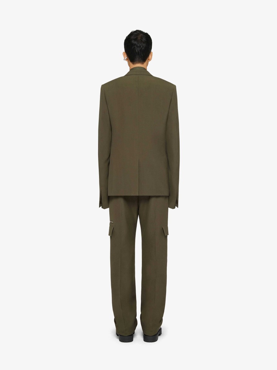 Men Givenchy Jackets & Coats | Slim Fit Jacket In Wool Khaki