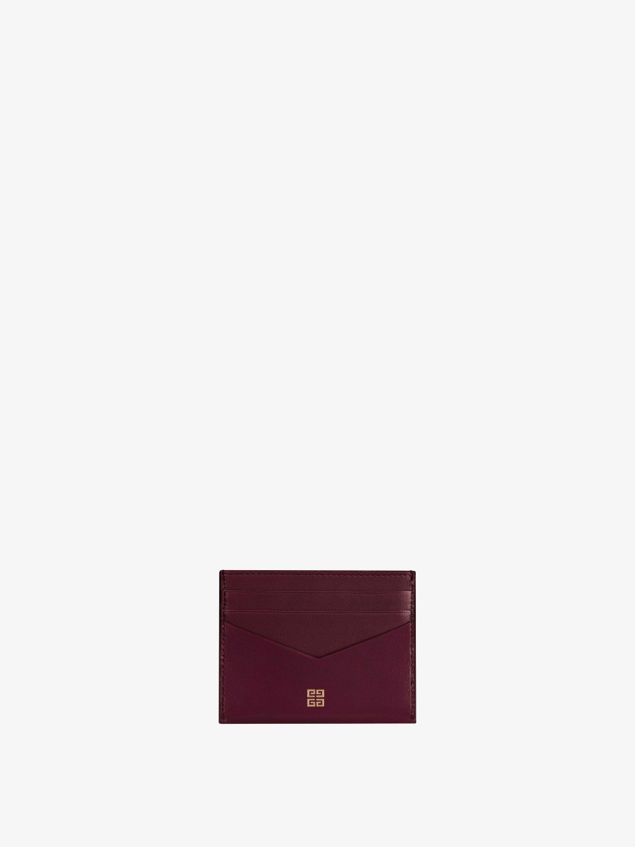 Women Givenchy Small Leather Goods | Antigona Card Holder In Box Leather Oxblood Red