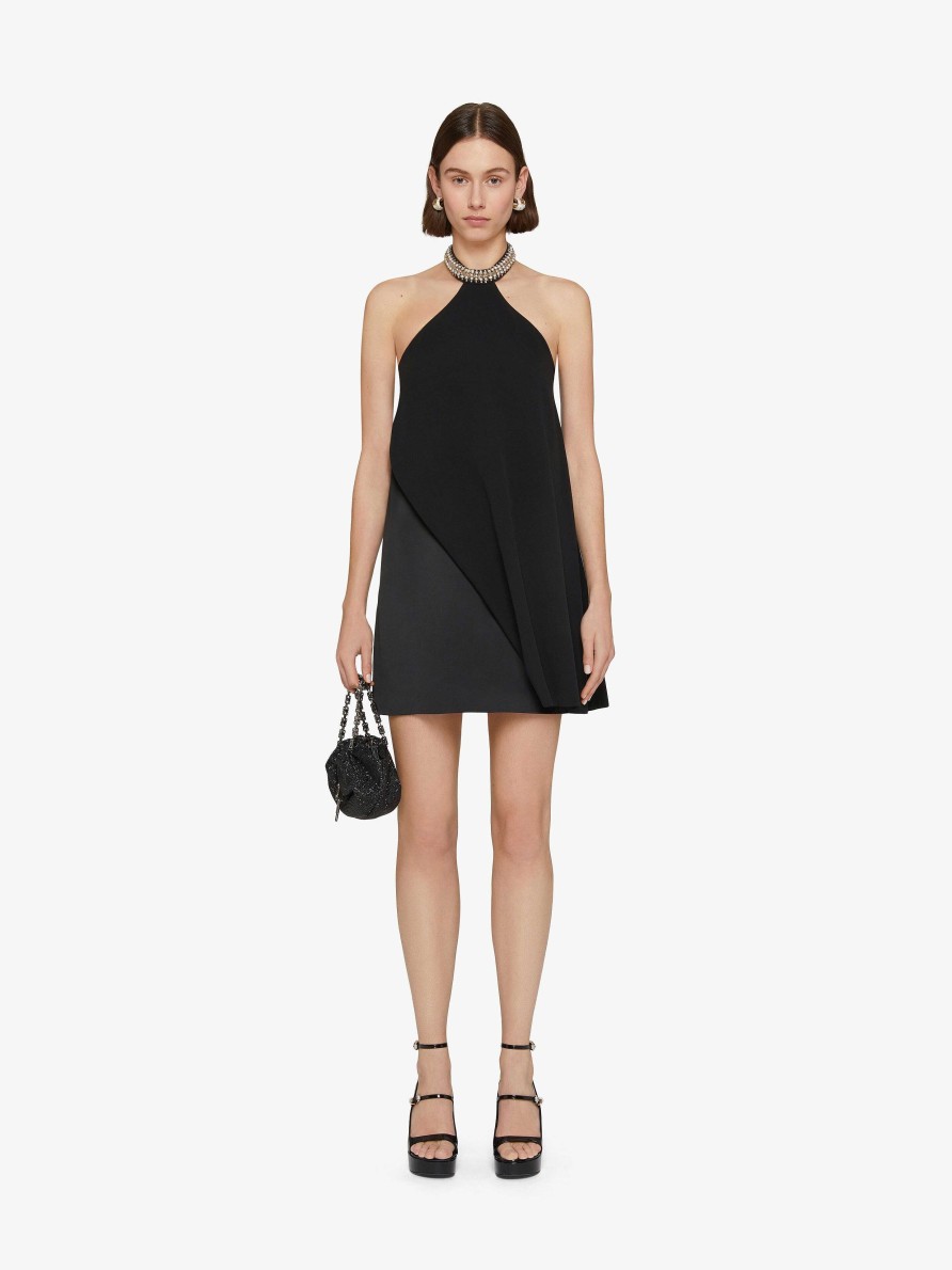 Women Givenchy Dresses | Evening Dress In Crepe And Satin With Pearls And Crystals Black/Beige