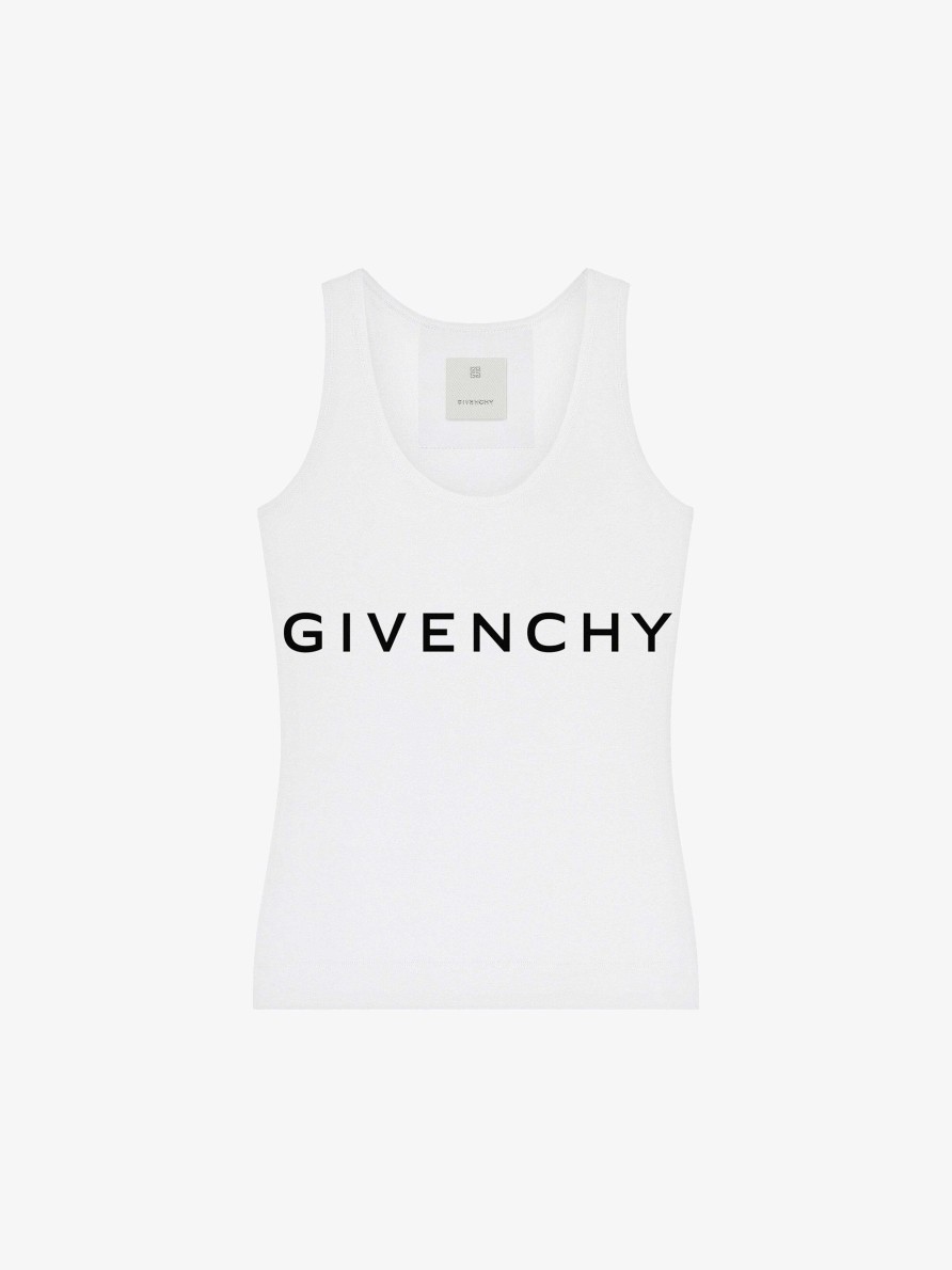 Women Givenchy T-Shirts | Givenchy Archetype Slim Fit Tank Top In Cotton White/Black