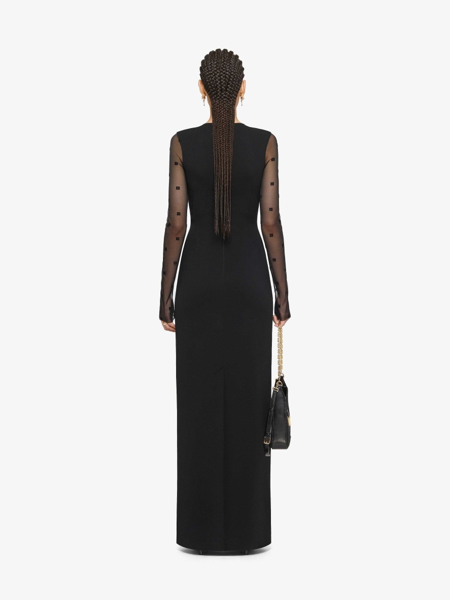 Women Givenchy Dresses | Dress In Sable Stretch And 4G Tulle Black