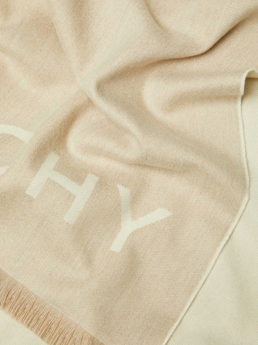 Women Givenchy Scarves | Givenchy 4G Scarf In Wool And Cashmere Beige/White