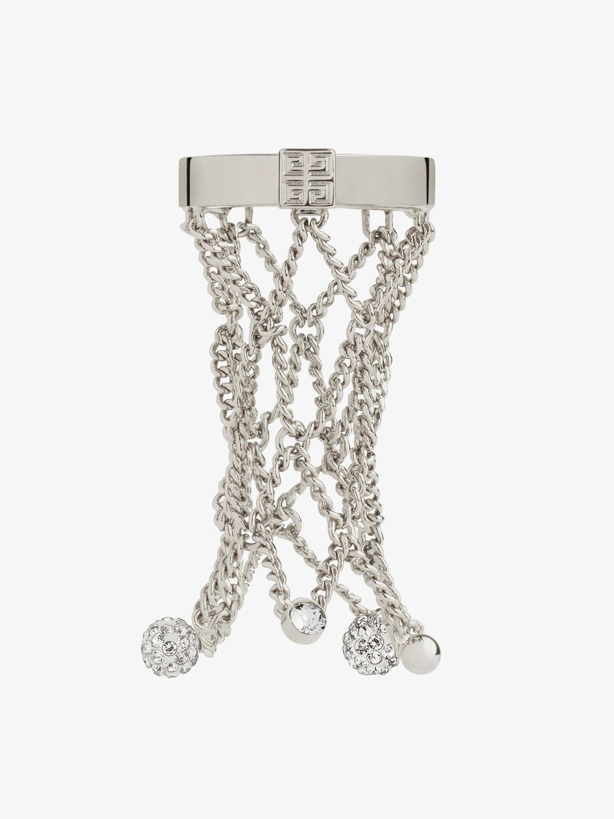 Women Givenchy Jewelry | Pearling Ring In Metal With Pearls And Crystals White/Silvery