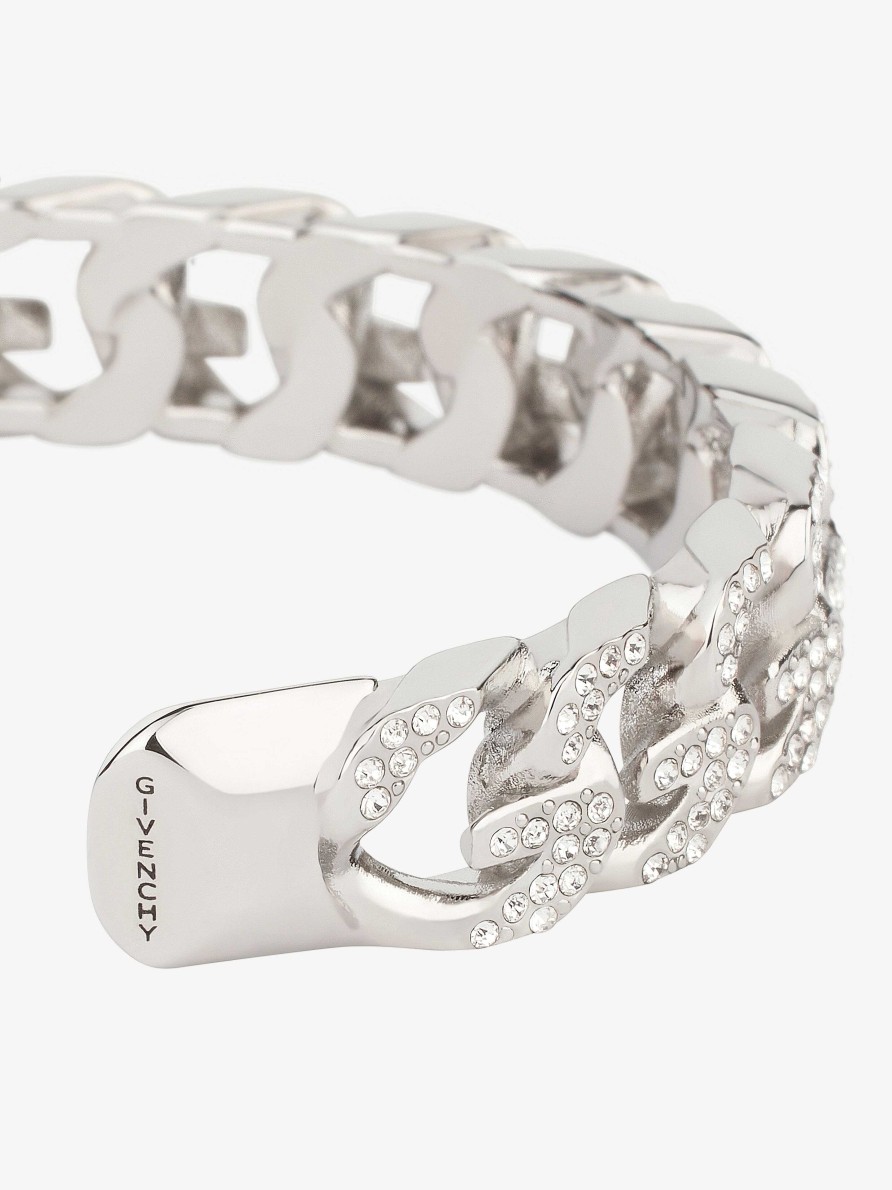 Women Givenchy Jewelry | G Chain Bracelet In Metal With Crystals Silvery