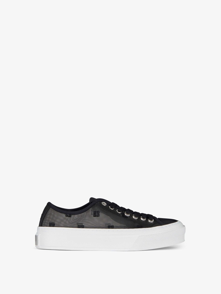 Women Givenchy Sneakers | City Sneakers In 4G Transparent Mesh Black/White