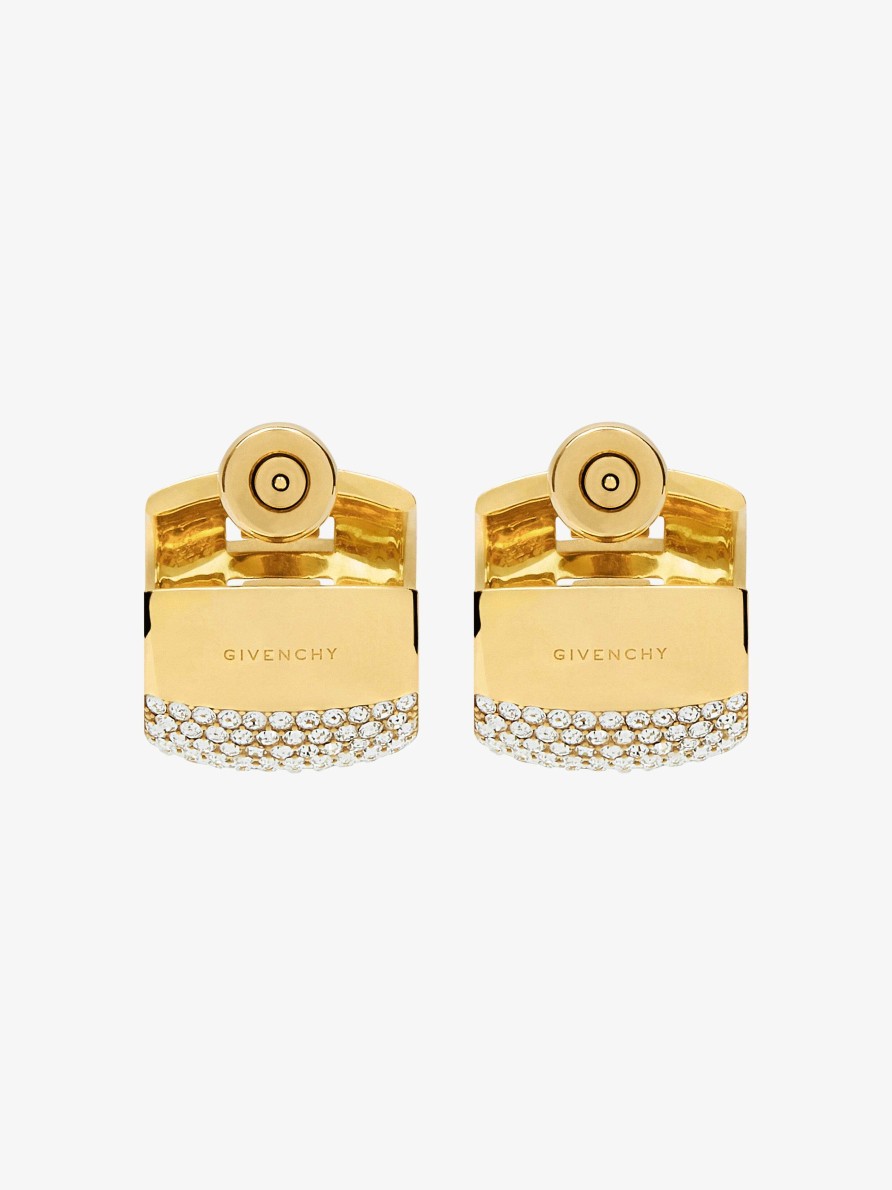 Women Givenchy Jewelry | 4G Earrings In Metal With Crystals Golden Yellow