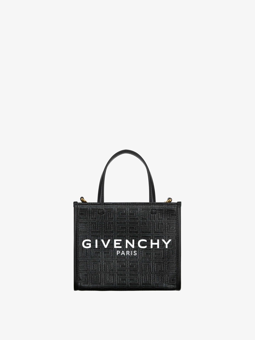 Women Givenchy G-Tote | Mini G-Tote Shopping Bag In 4G Coated Canvas Black