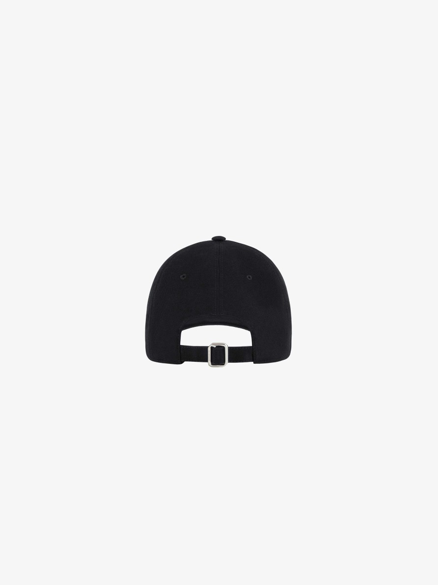 Men Givenchy Beanies & Caps | Givenchy Embroidered Cap In Twill Black