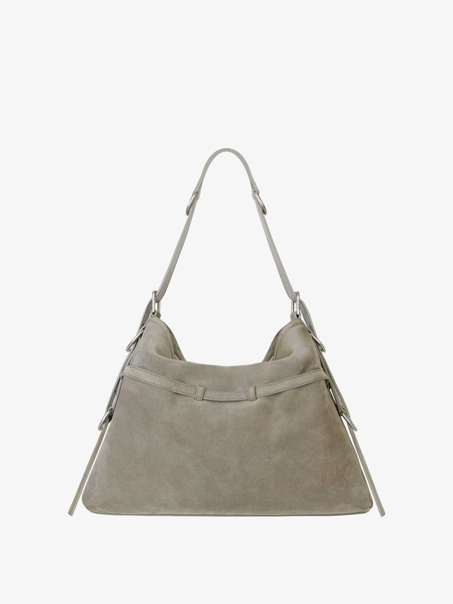 Women Givenchy Voyou | Medium Voyou Bag In Suede Medium Grey