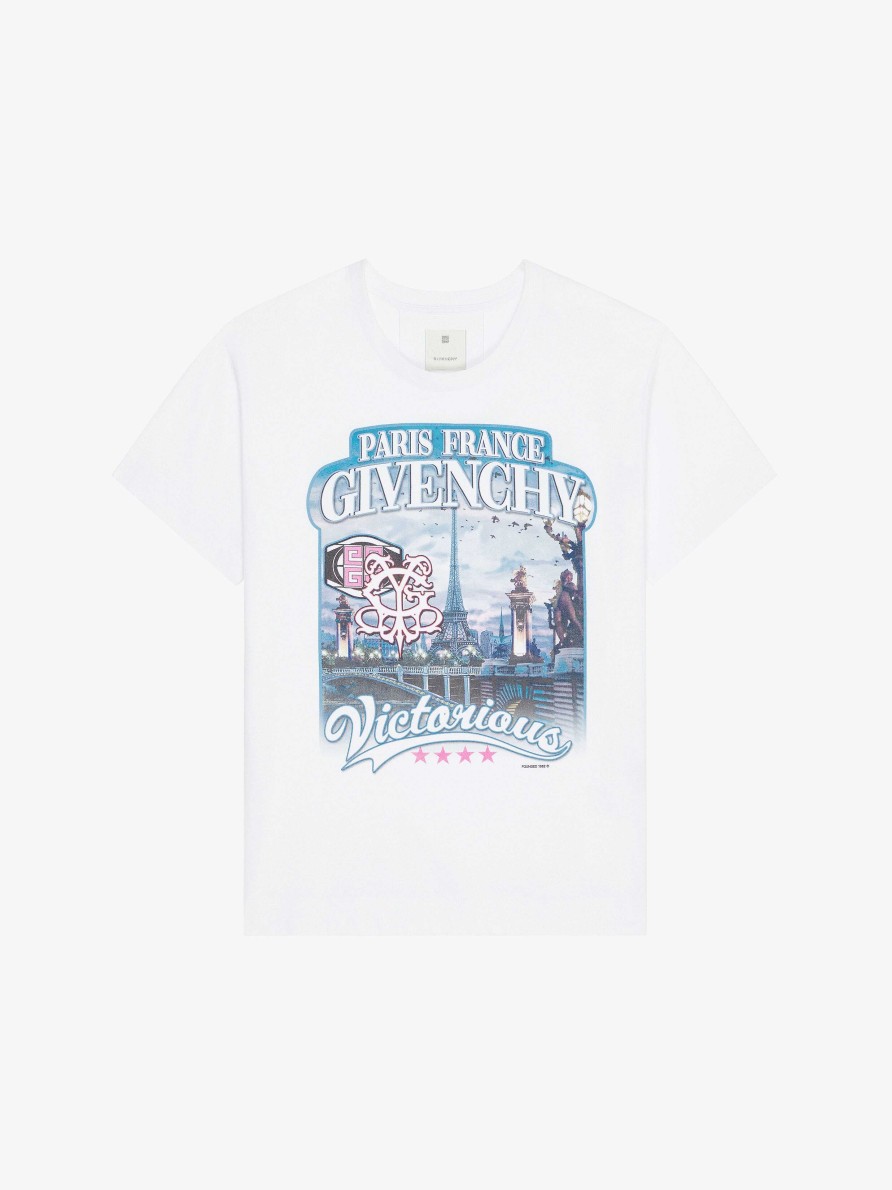 Men Givenchy T-Shirts | Givenchy World Tour Boxy Fit T-Shirt In Cotton White