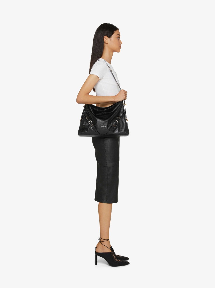 Women Givenchy Voyou | Medium Voyou Bag In Leather Black