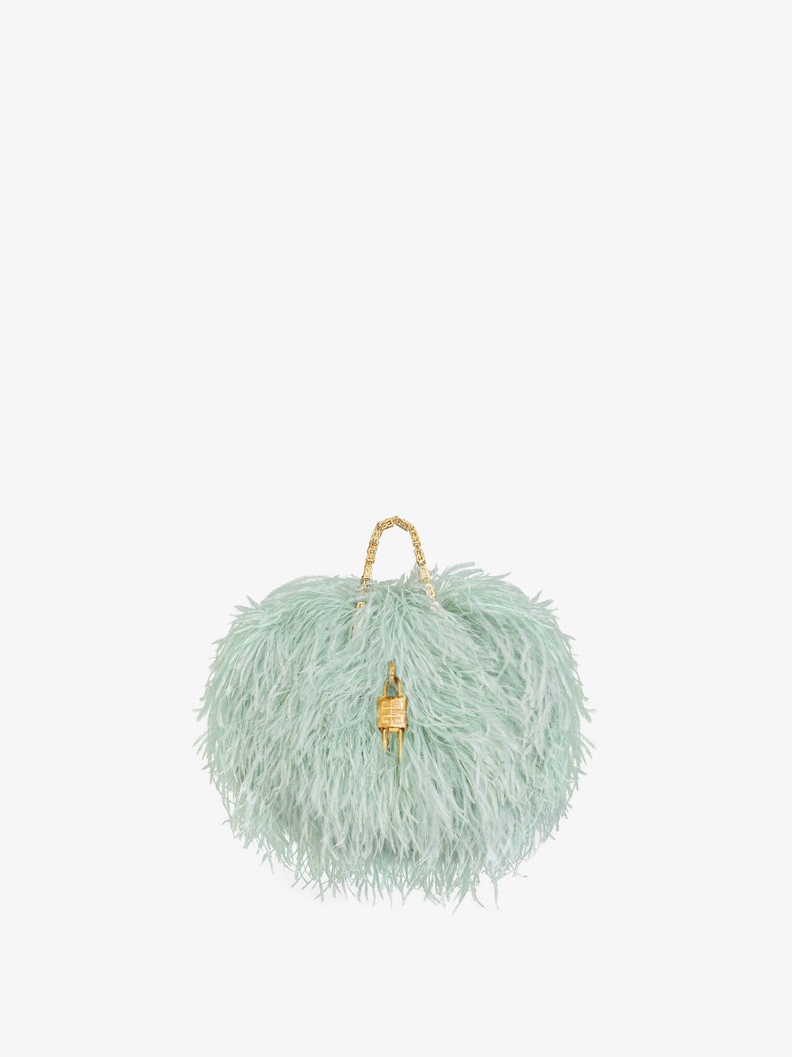 Women Givenchy Mini & Micro Bags | Mini Kenny Bag In Silk With Feathers Celadon