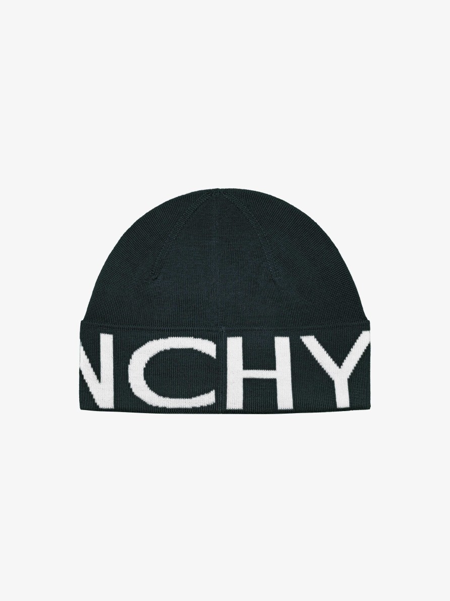 Men Givenchy Beanies & Caps | Givenchy Beanie In Wool Green Forest