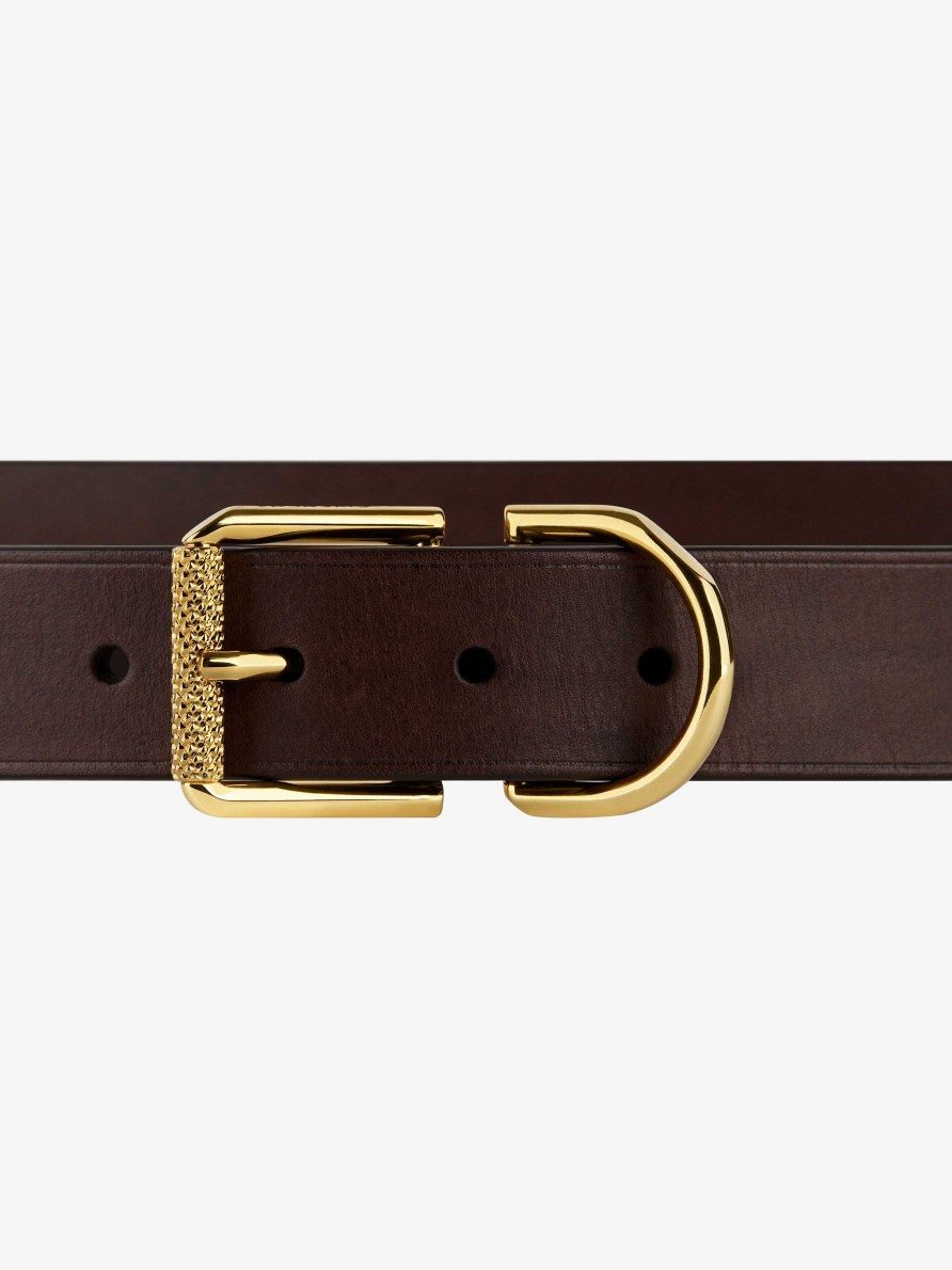 Men Givenchy Belts | Voyou Belt In Leather Dark Brown