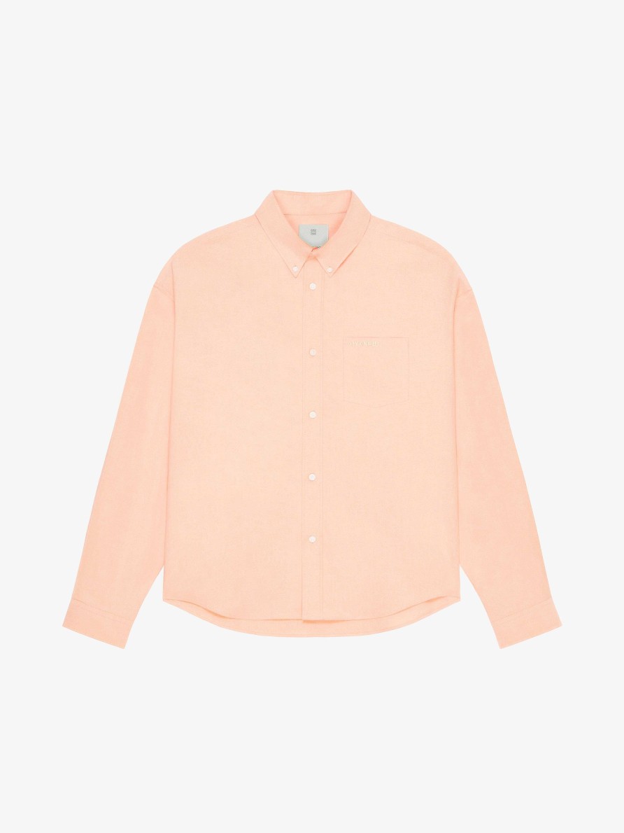 Men Givenchy Shirts | Shirt In Cotton With Pocket Powder