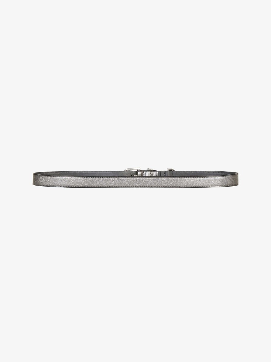 Women Givenchy Belts | Voyou Belt In Laminated Leather Silvery Grey