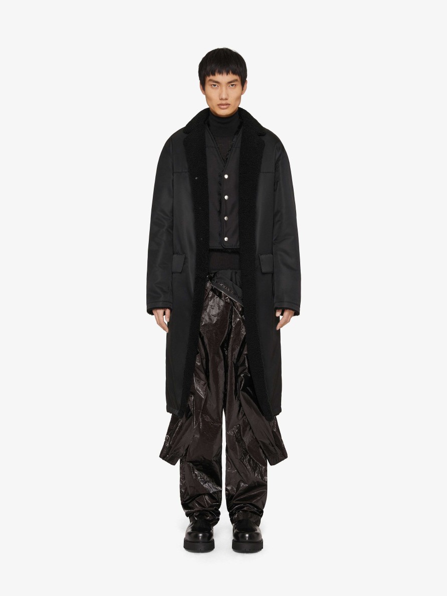 Men Givenchy Jackets & Coats | Long Coat With Shearling Lining Black