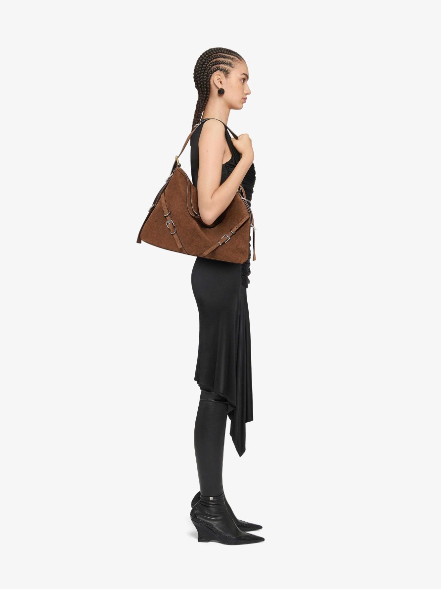 Women Givenchy Voyou | Medium Voyou Bag In Suede Walnut Brown