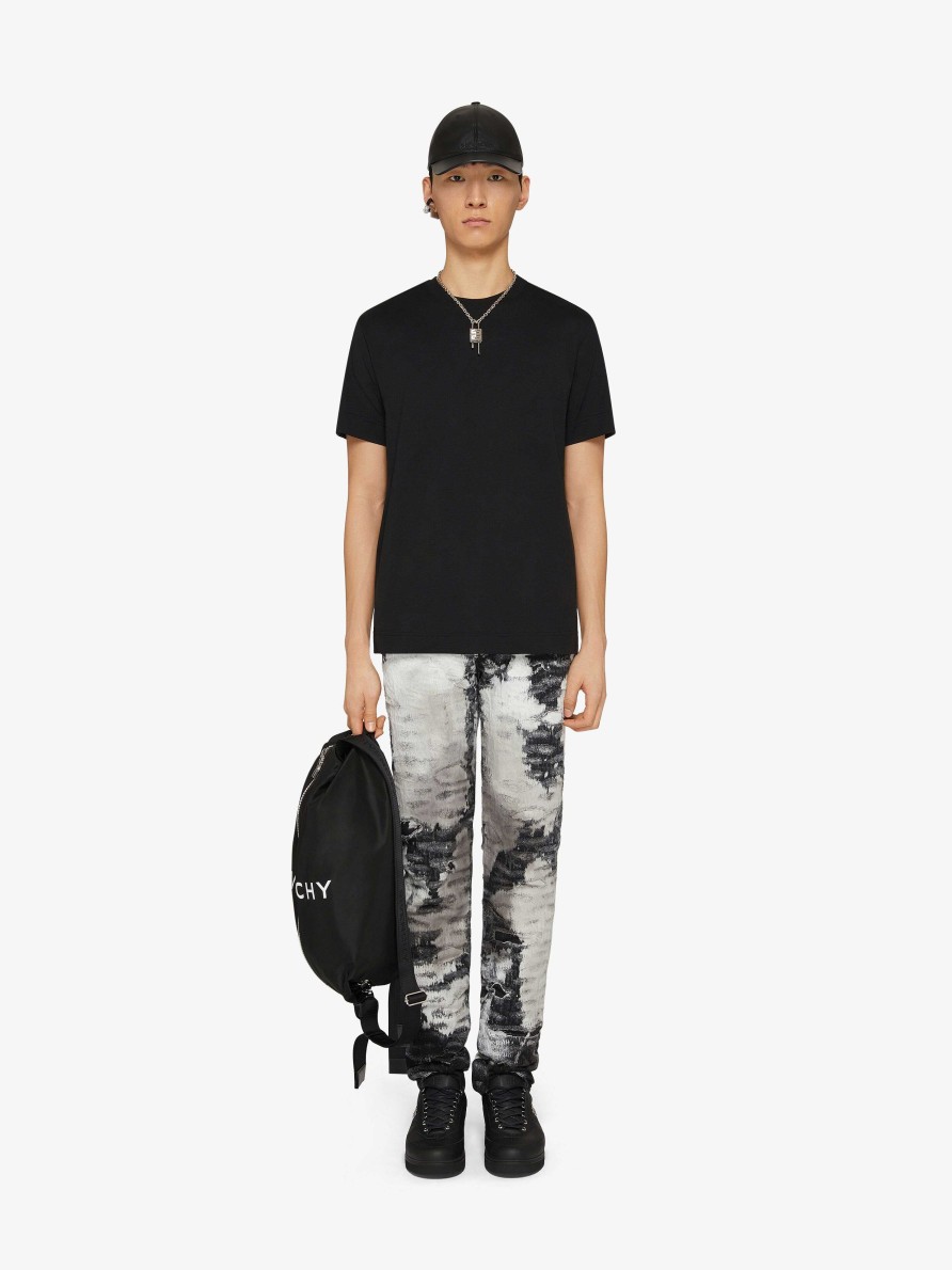 Men Givenchy T-Shirts | Slim-Fit T-Shirt In Cotton With Givenchy Bands Black