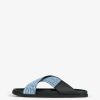 Men Givenchy Slides & Sandals | G Plage Flat Sandals With Crossed Straps In 4G Denim Light Blue