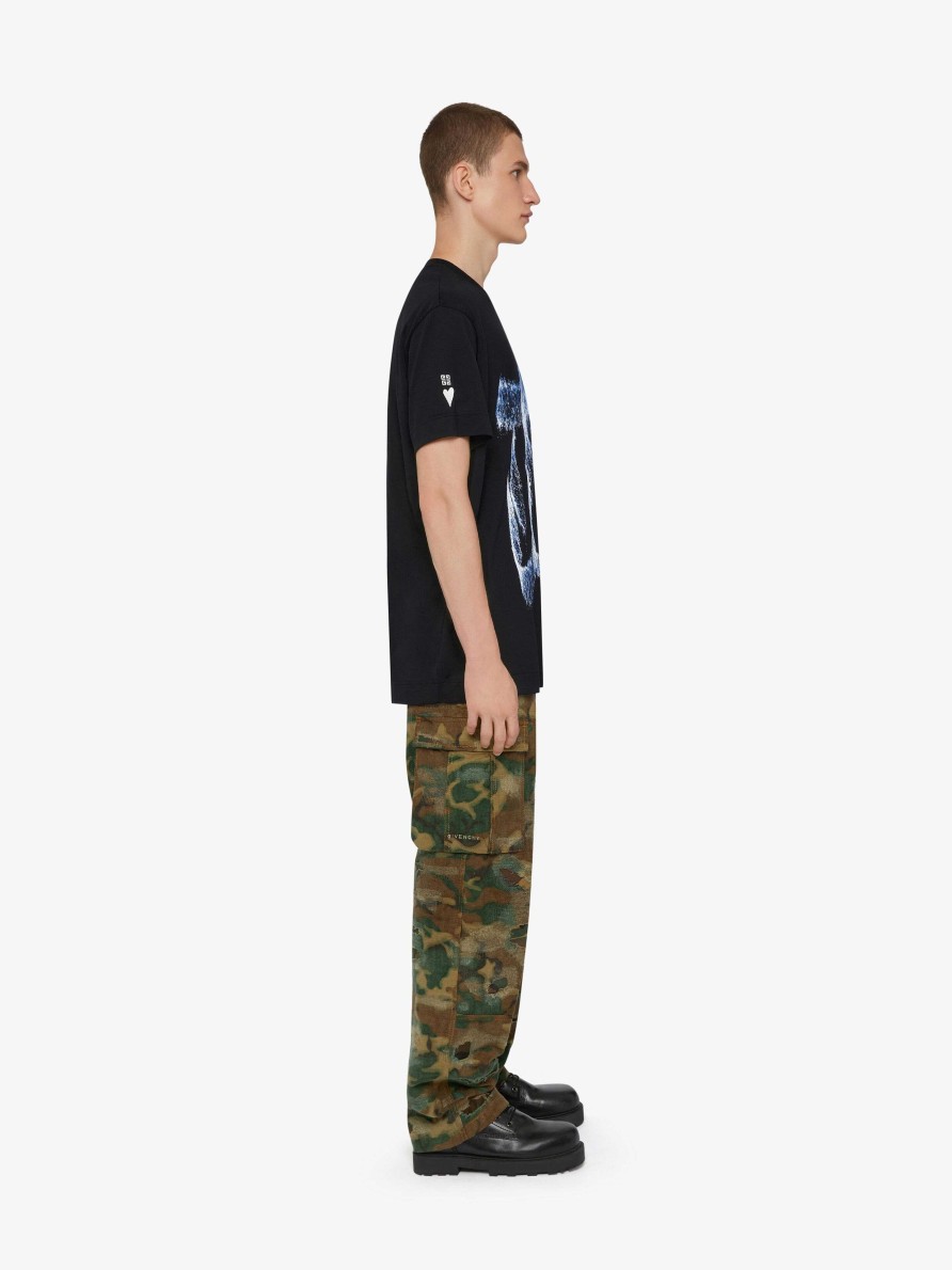 Men Givenchy T-Shirts | Oversized T-Shirt In Cotton With Givenchy Love Print Black