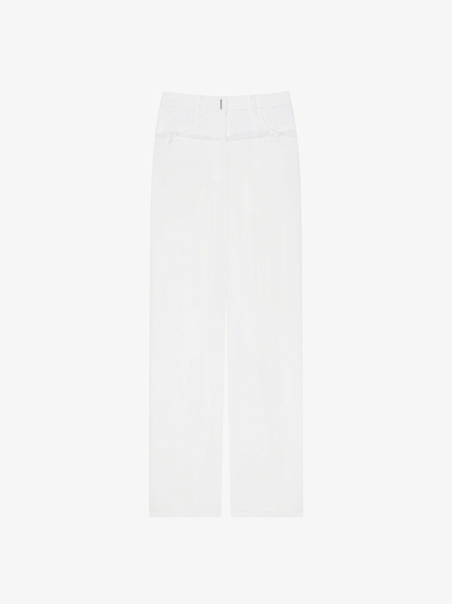 Women Givenchy Pants | Oversized Jeans In Mixed Denim White