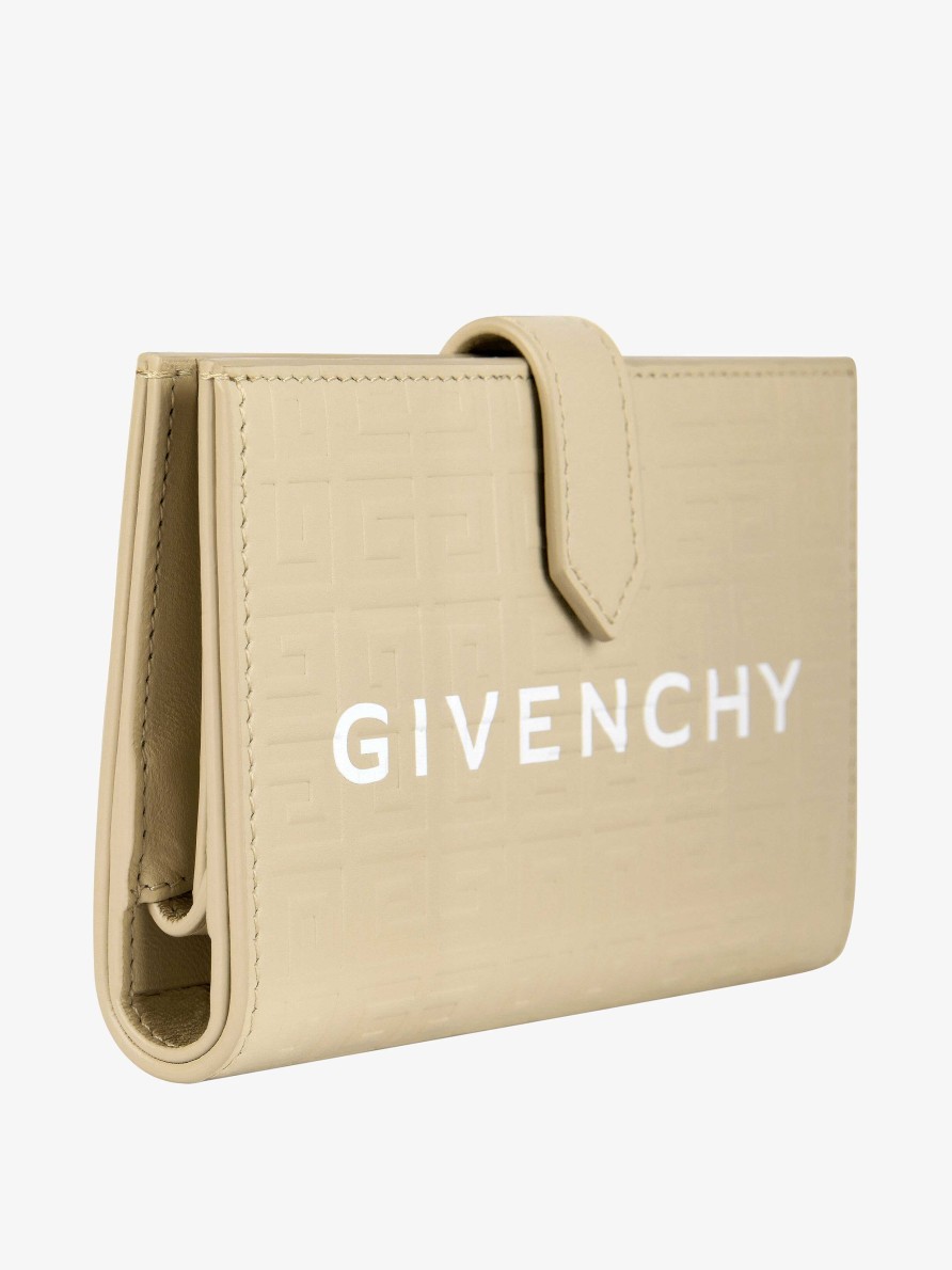 Women Givenchy Small Leather Goods | G-Cut Wallet In 4G Leather Natural Beige