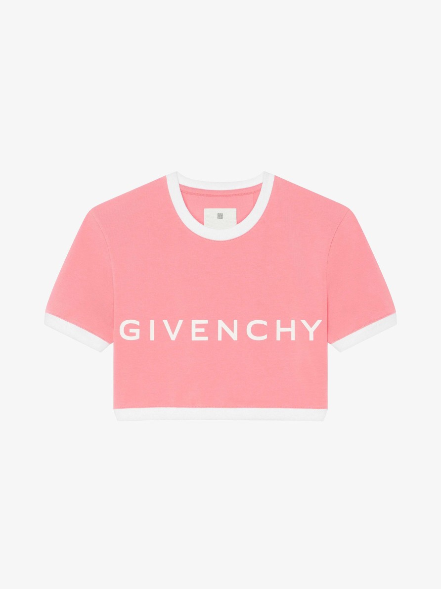 Women Givenchy T-Shirts | Givenchy Cropped T-Shirt In Cotton Flamingo