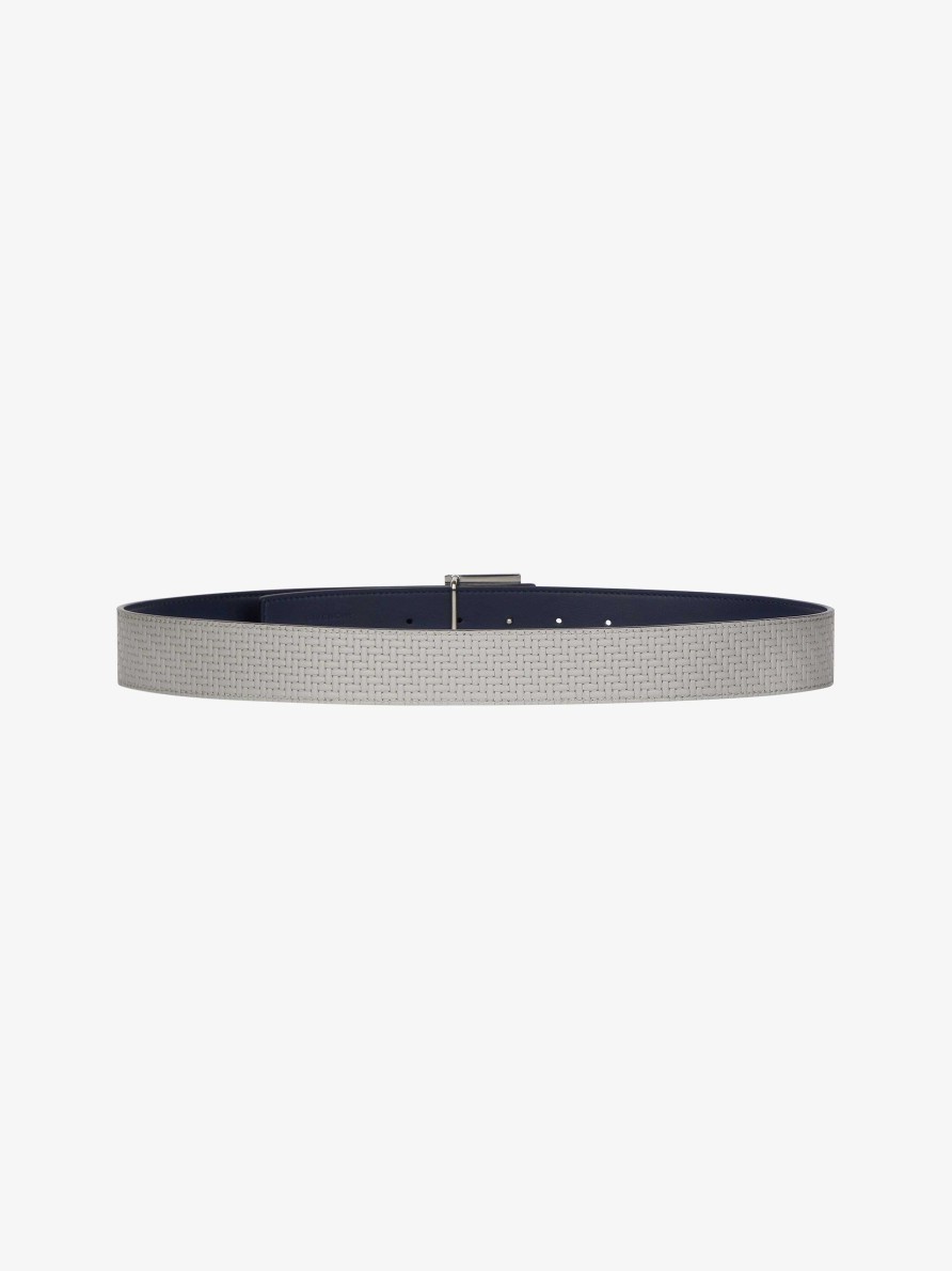 Men Givenchy Belts | 4G Reversible Belt In Braided-Effect Leather Navy/Grey