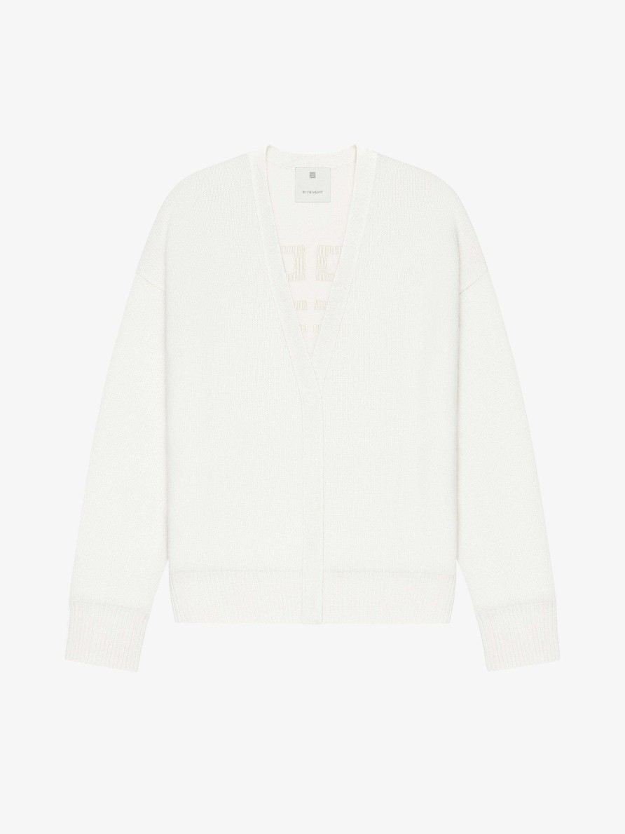 Women Givenchy Knitwear | 4G Cardigan In Cashmere Ivory