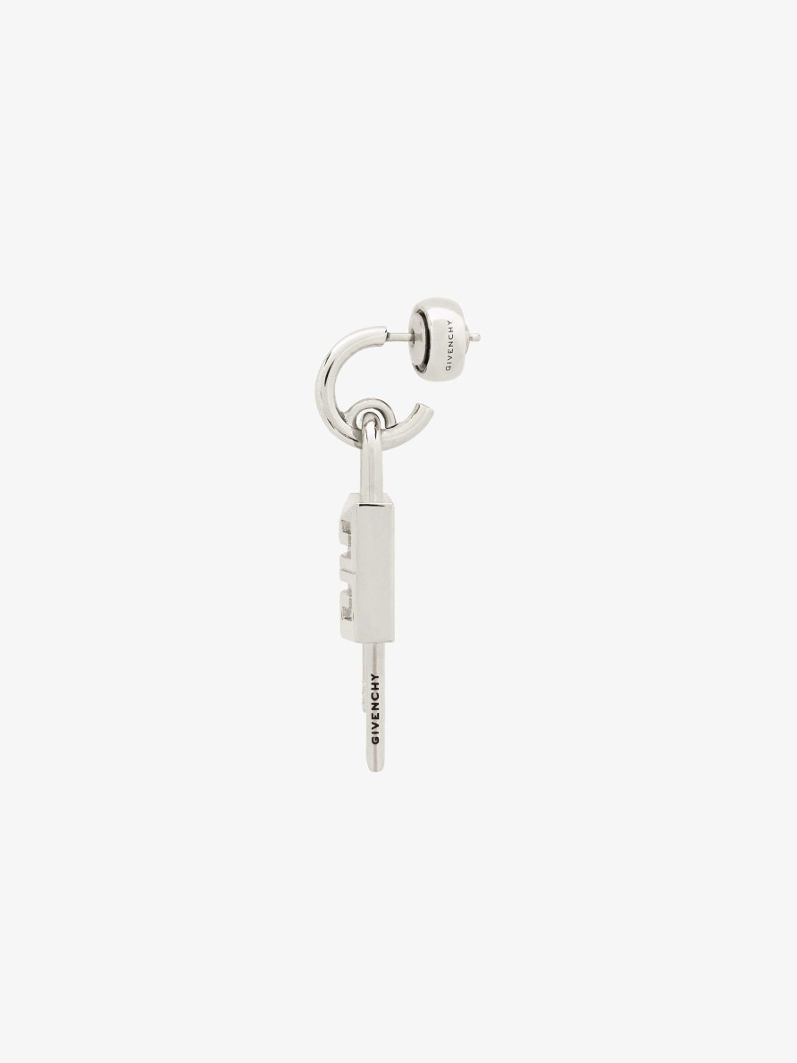 Men Givenchy Jewelry | Lock Earring In Metal Silvery