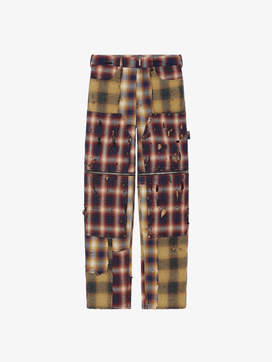 Men Givenchy Pants | Two In One Detachable Pants In Boro-Effect Destroyed Denim Multicolored