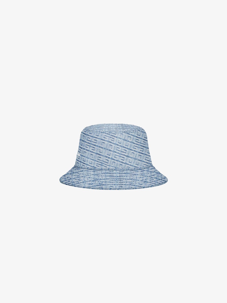 Men Givenchy Beanies & Caps | Givenchy Bucket Hat In 4G Denim Light Blue