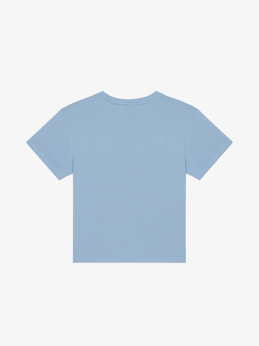 Women Givenchy Girl (4 To 12 Years) | T-Shirt In Embroidered Cotton Sky Blue