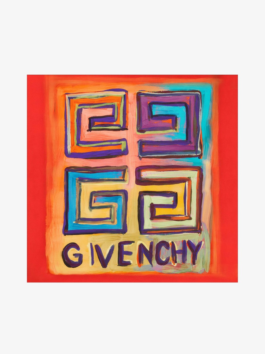 Women Givenchy Scarves | Givenchy 4G Scarf In Silk With Stencil Effect Multicolored