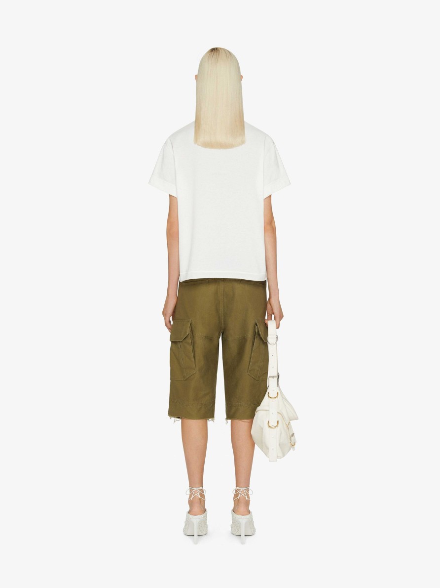 Women Givenchy T-Shirts | Oversized T-Shirt In Cotton With 4G Embroidery Rtd / Greige