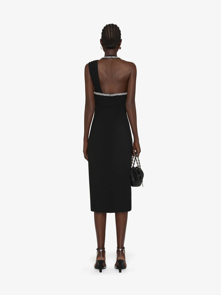 Women Givenchy Dresses | Evening Dress In Crepe And Satin With Pearls And Crystals Black/Silvery