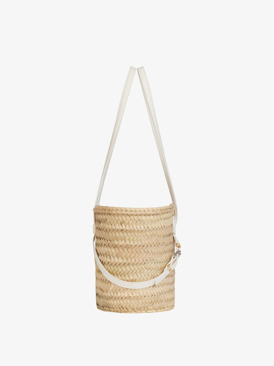 Women Givenchy Shoulder Bags | Small Voyou Basket Bag In Raffia Ivory