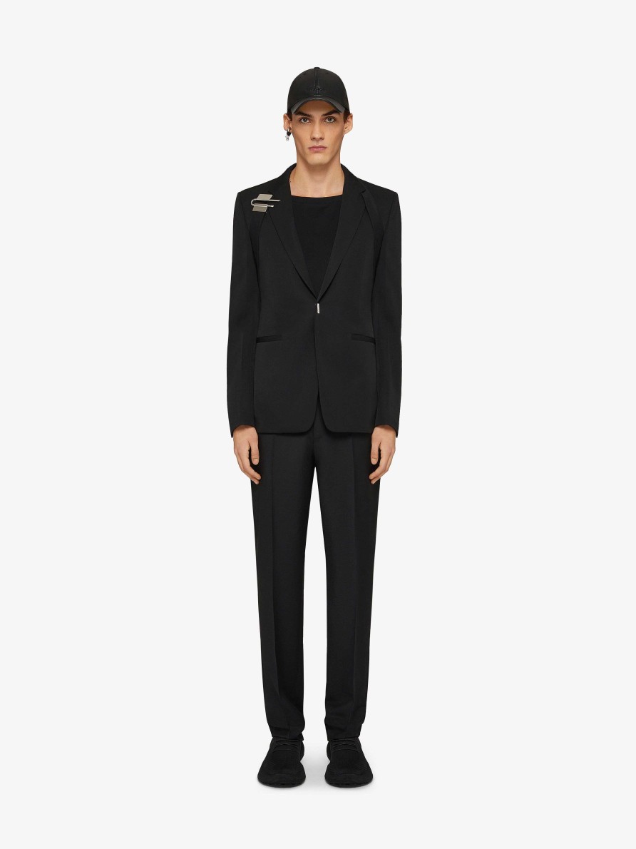 Men Givenchy Jackets & Coats | Slim-Fit Jacket In Wool And Mohair With U-Lock Harness Black