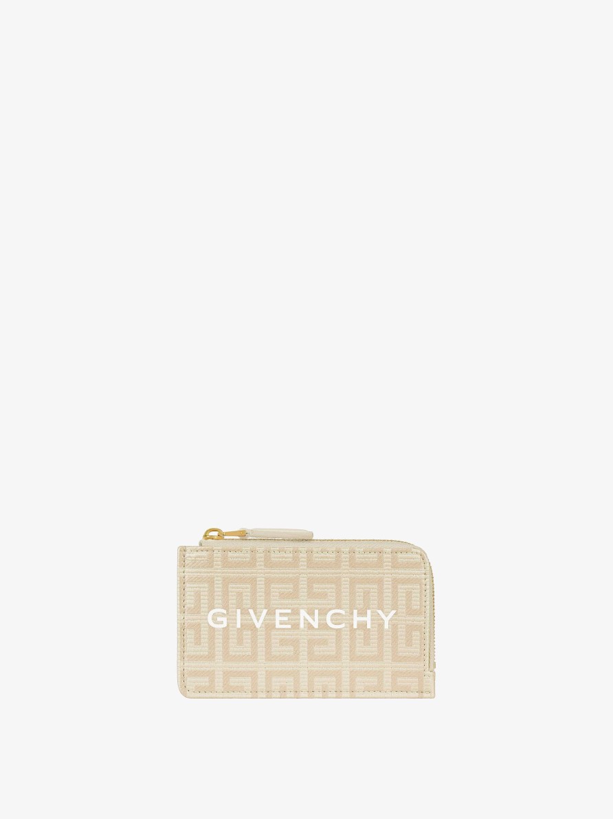 Women Givenchy Small Leather Goods | G-Cut Cardholder In 4G Coated Canvas And Leather Natural Beige