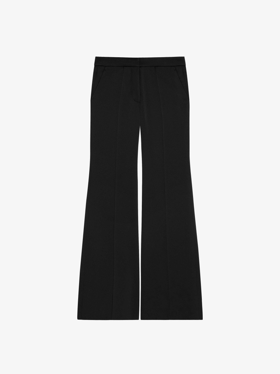 Women Givenchy Pants | Flare Tailored Pants In Crepe With Satin Back Black