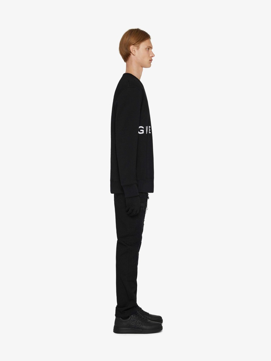 Men Givenchy Sweatshirts & Hoodies | Givenchy 4G Slim Fit Sweatshirt In Fleece Black