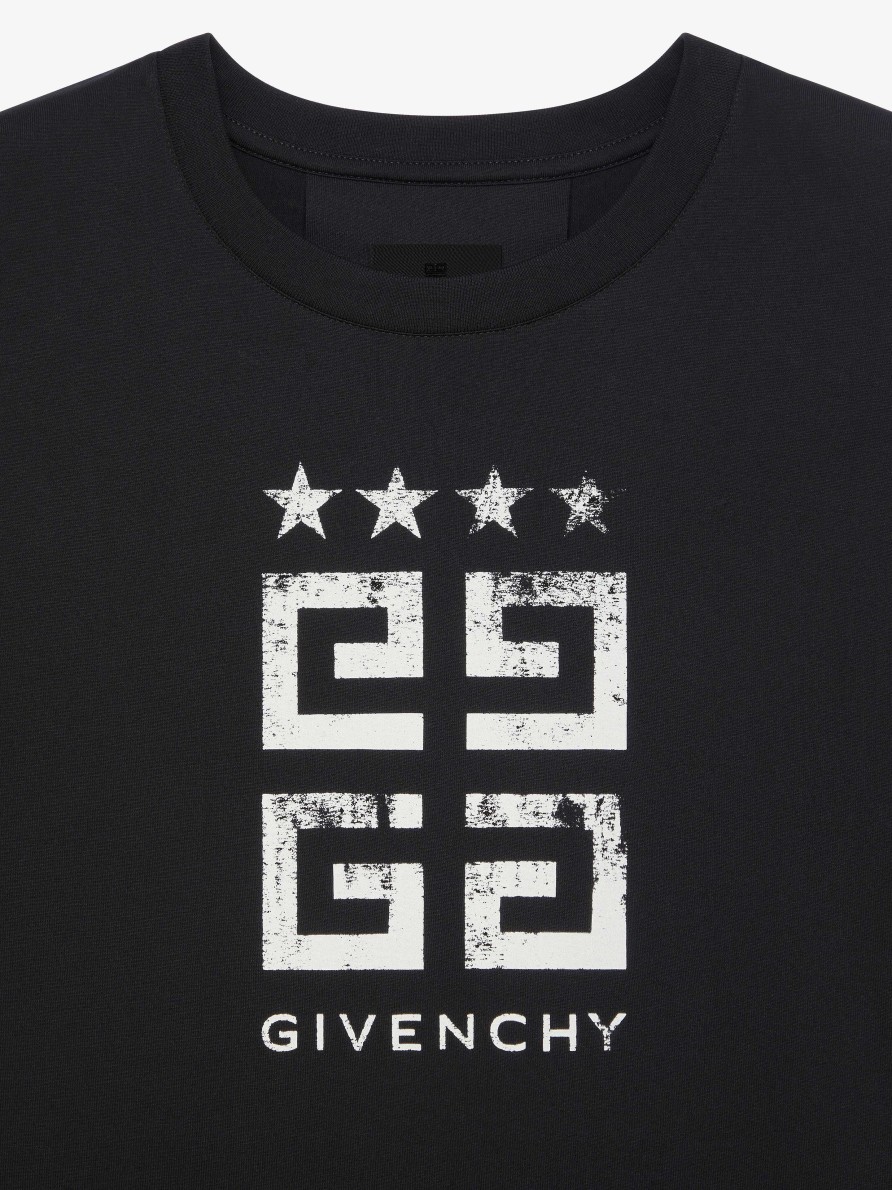 Men Givenchy T-Shirts | 4G Stars Slim Fit T-Shirt In Cotton Black