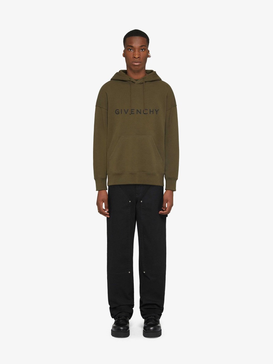 Men Givenchy Sweatshirts & Hoodies | Givenchy Archetype Slim Fit Hoodie In Fleece Khaki