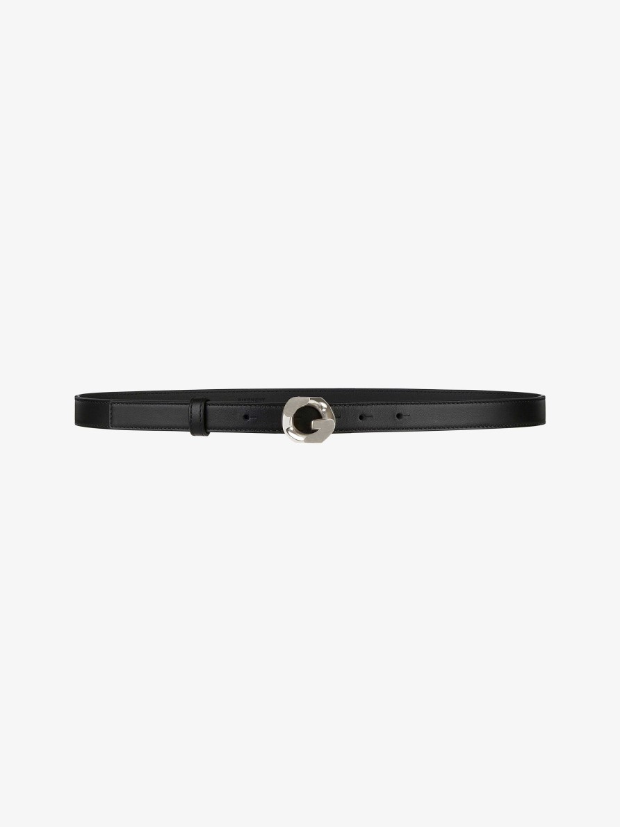 Women Givenchy Belts | Belt In Leather With G-Chain Buckle Black