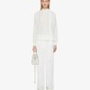 Women Givenchy Tops & Shirts | Blouse In 4G Silk With Lavalliere White/Silvery