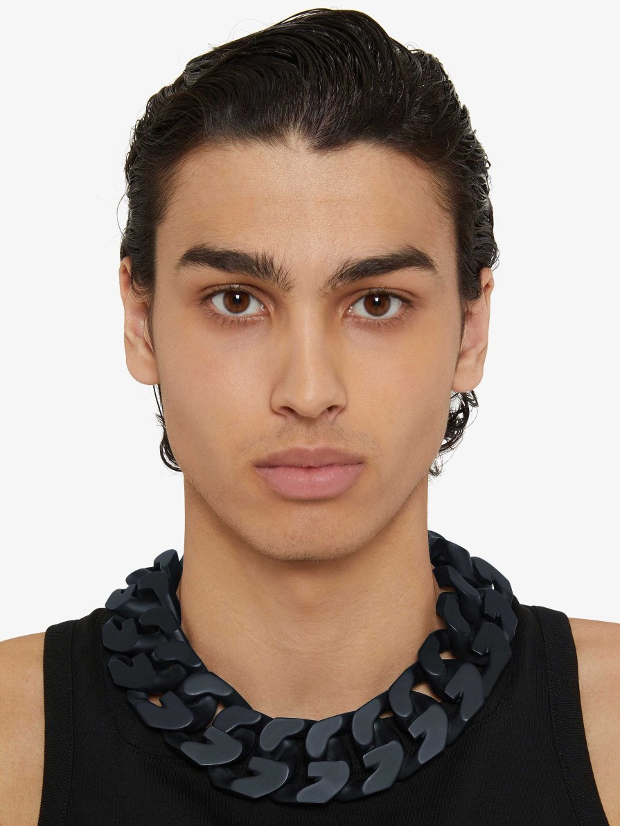 Men Givenchy Jewelry | G Chain In Metal Enamelled Black