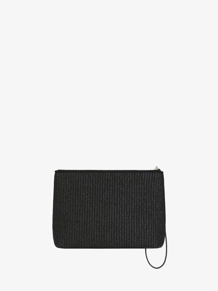 Women Givenchy Small Leather Goods | Givenchy Travel Pouch In Raffia Black