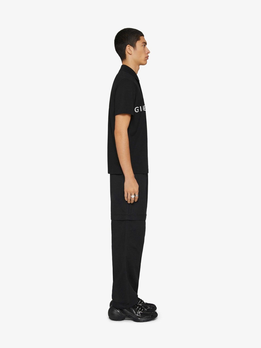 Men Givenchy T-Shirts | Givenchy Archetype Zipped Polo Shirt In Cotton Black