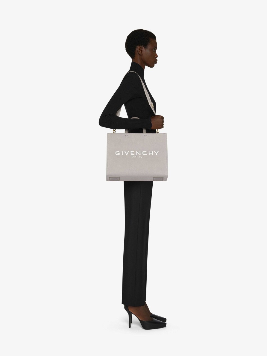 Women Givenchy G-Tote | Medium G-Tote Shopping Bag In Canvas Stone Grey